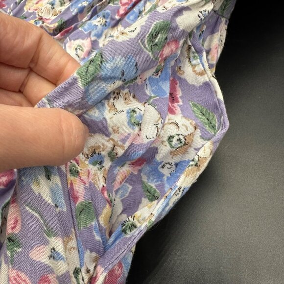 Vintage Floral Dress Lace Trim Shoulder Pads Pockets Lavender Blondie and Me 90s - Picture 7 of 10